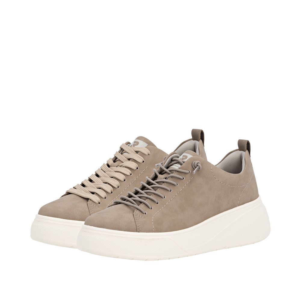 detail RIEKER W2301-20 béžové dámské kožené tenisky