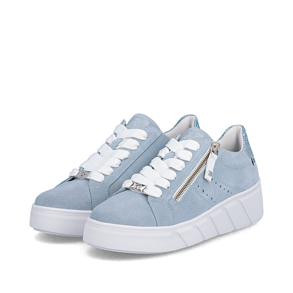 detail RIEKER W2605-12 modré dámské moderní kožené tenisky do města