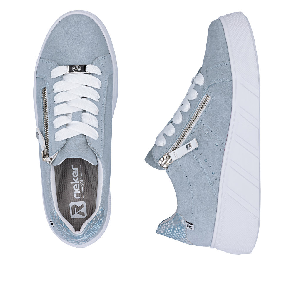 detail RIEKER W2605-12 modré dámské moderní kožené tenisky do města