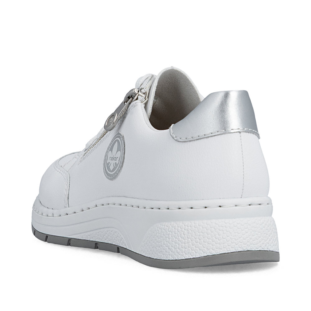 detail RIEKER N6508-80 bílé dámské kožené sneakersy antistress