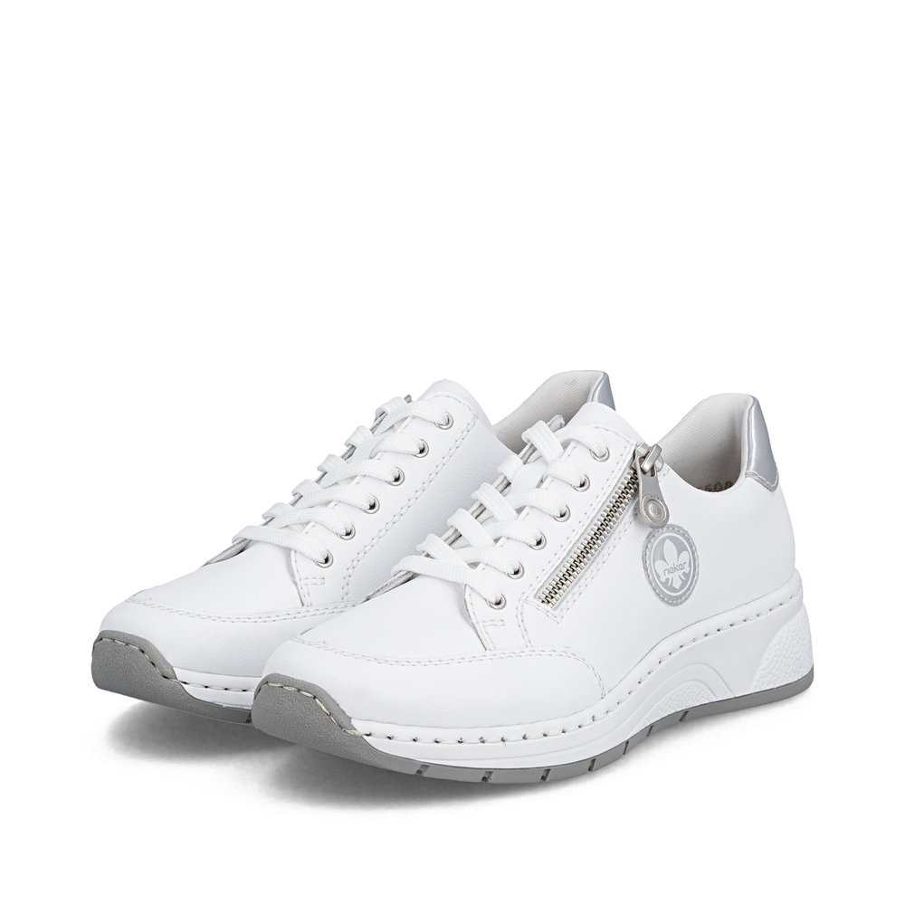 detail RIEKER N6508-80 bílé dámské kožené sneakersy antistress