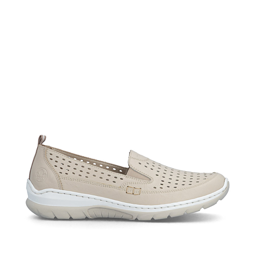 detail RIEKER L32F4-60 béžové dámské letní baleríny, antistress podrážka