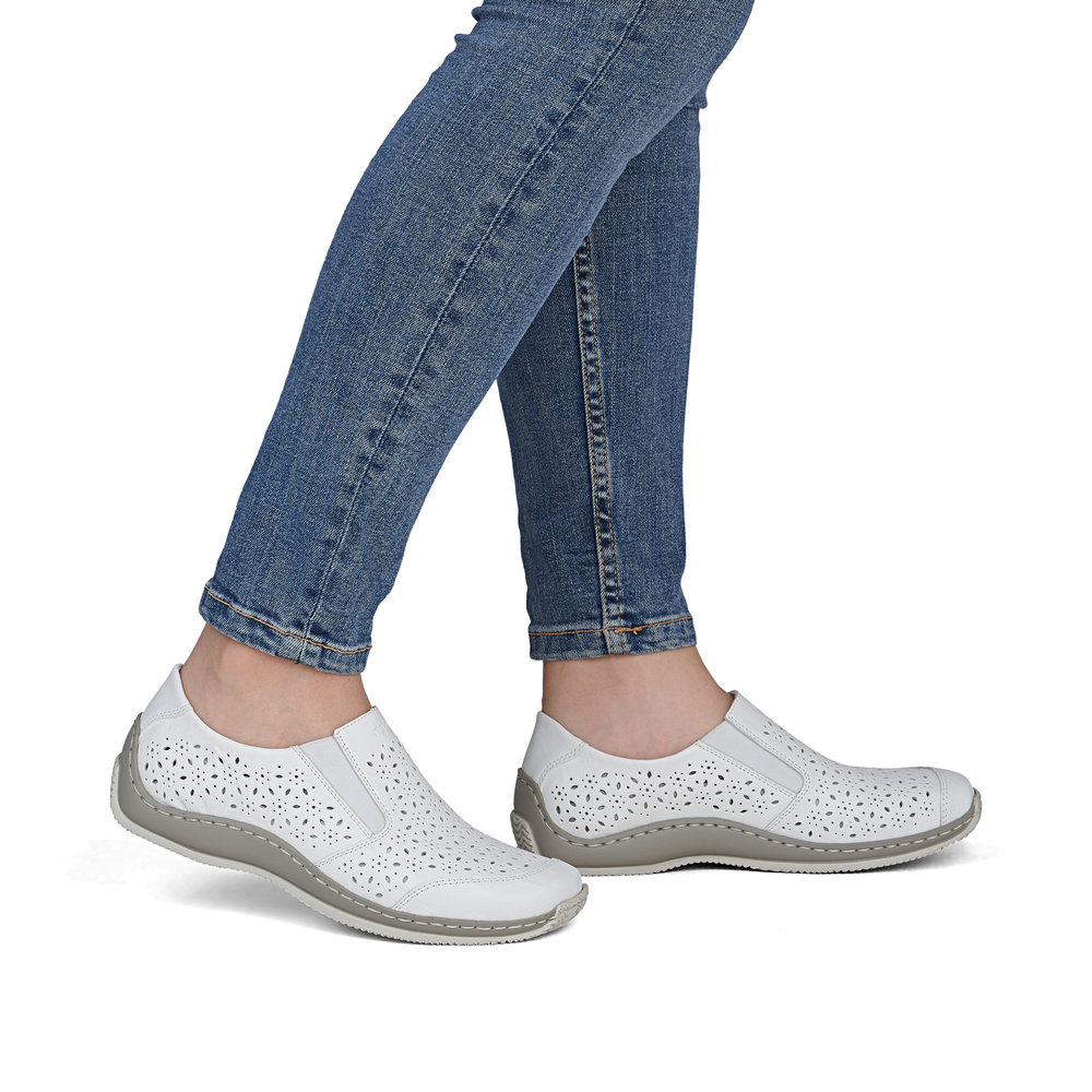 detail RIEKER L1756-80 bílá dámská polobotka, přírodní kůže, antistress podrážka