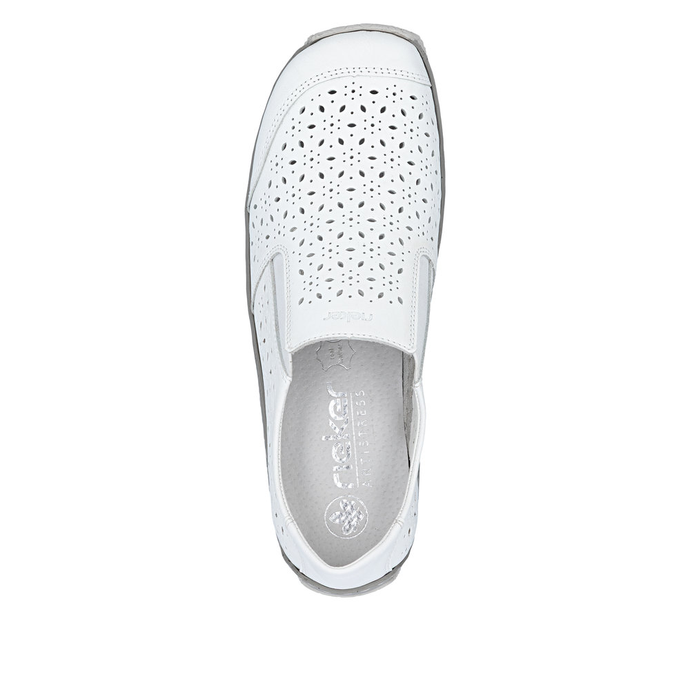 detail RIEKER L1756-80 bílá dámská polobotka, přírodní kůže, antistress podrážka