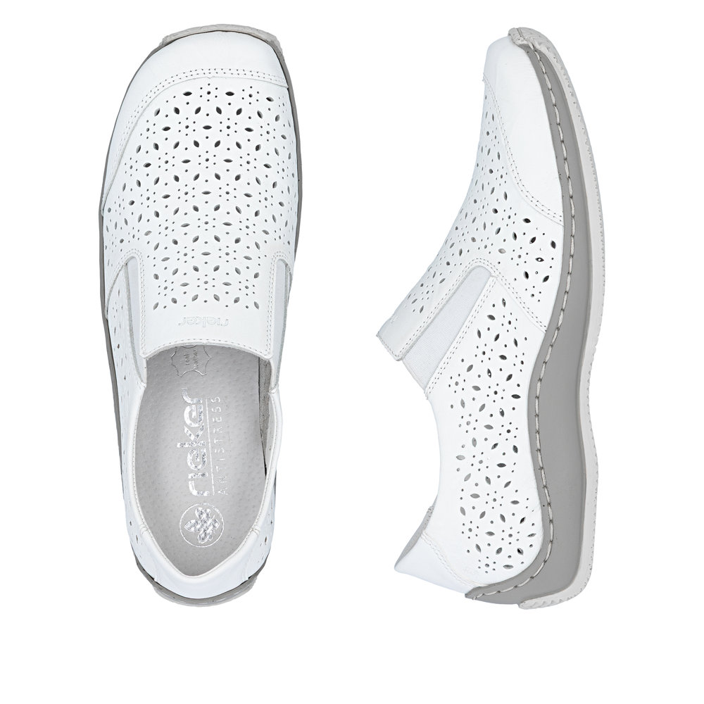 detail RIEKER L1756-80 bílá dámská polobotka, přírodní kůže, antistress podrážka