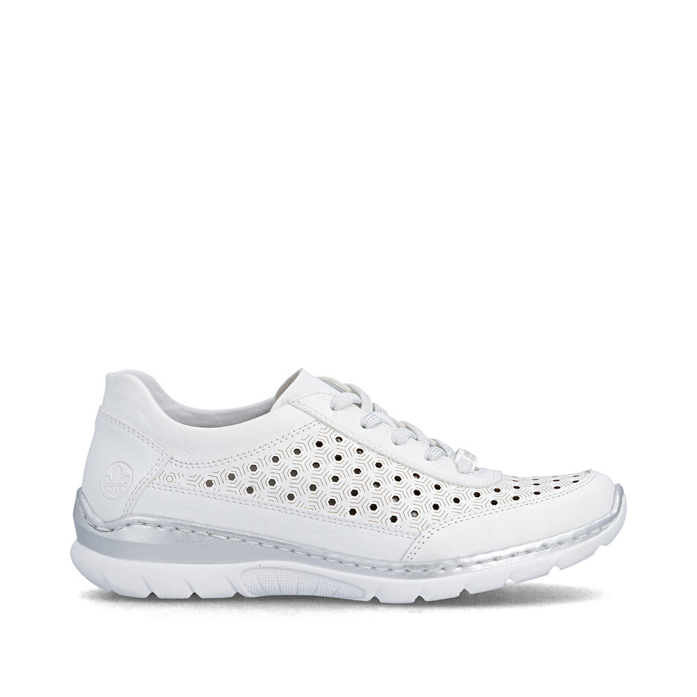 detail RIEKER L3217-80 bílé dámské kožené tenisky vzdušné, antistress podrážka