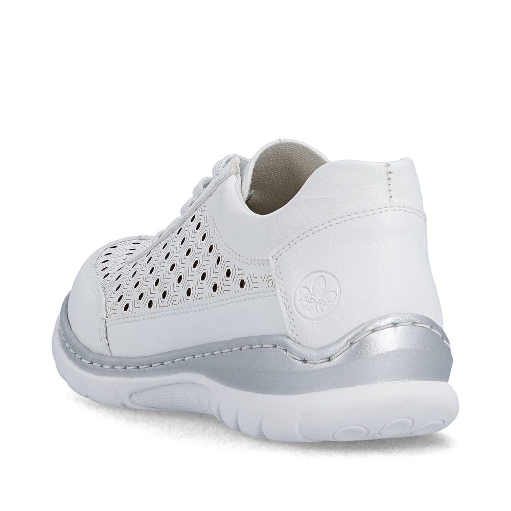 detail RIEKER L3217-80 bílé dámské kožené tenisky vzdušné, antistress podrážka
