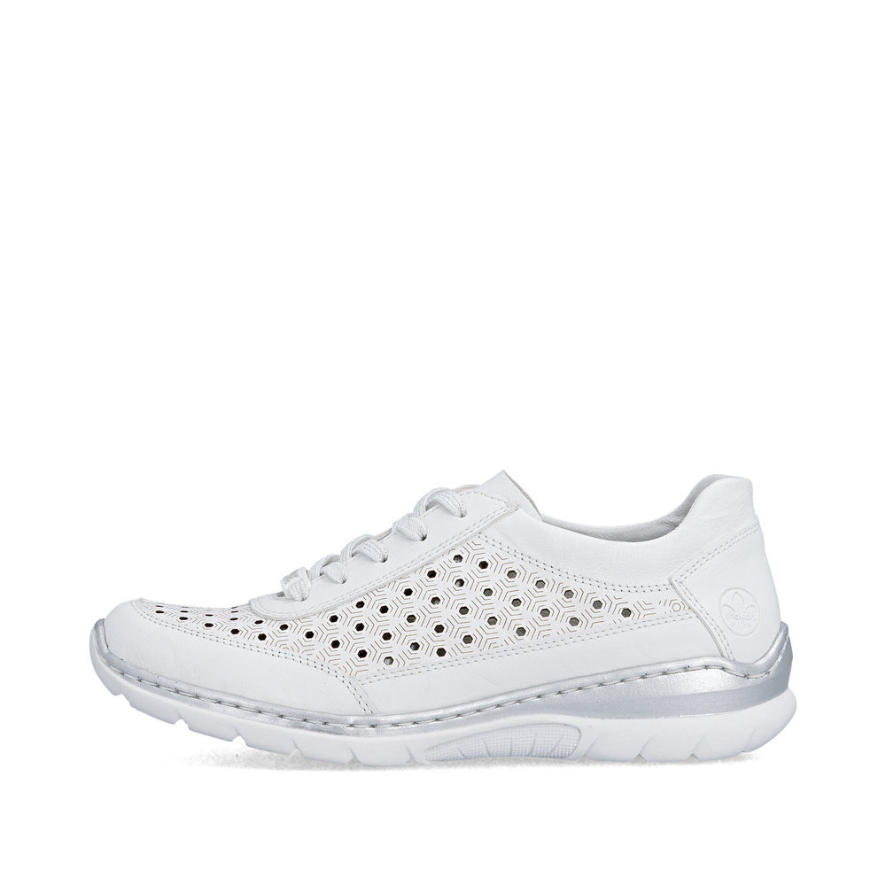 detail RIEKER L3217-80 bílé dámské kožené tenisky vzdušné, antistress podrážka