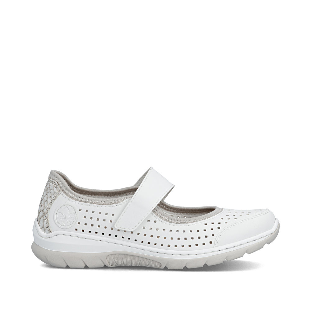 detail RIEKER L32B5-82 bílé dámské letní polobotky které krásně dýchají, antistress