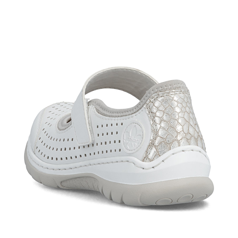 detail RIEKER L32B5-82 bílé dámské letní polobotky které krásně dýchají, antistress