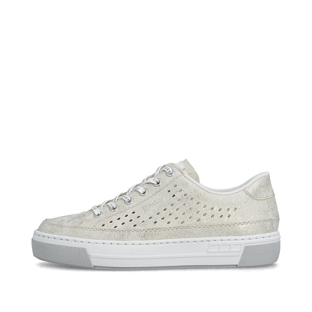 detail RIEKER L8849-60 béžové dámské letní kožené tenisky které dýchají, moderní vzhled