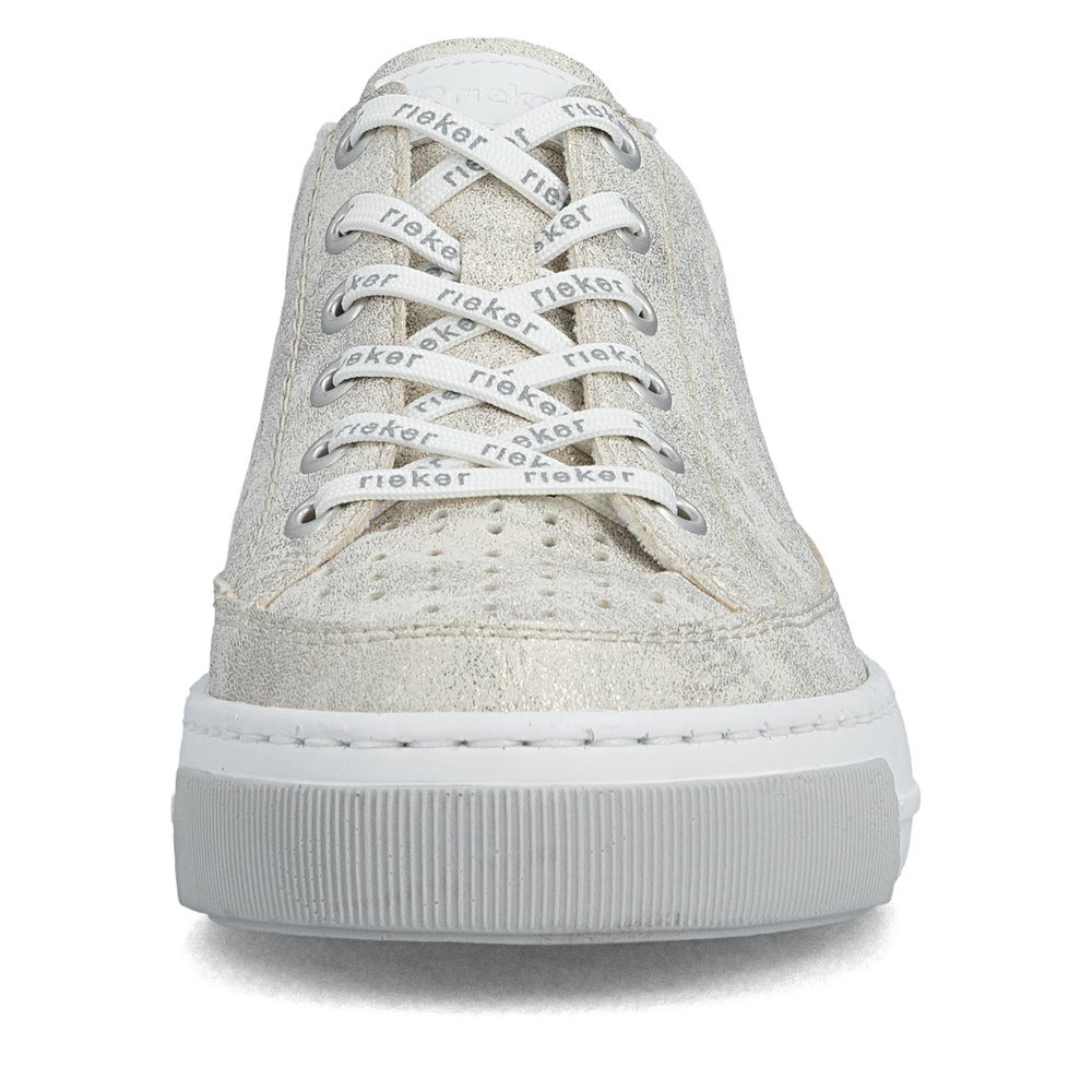 detail RIEKER L8849-60 béžové dámské letní kožené tenisky které dýchají, moderní vzhled