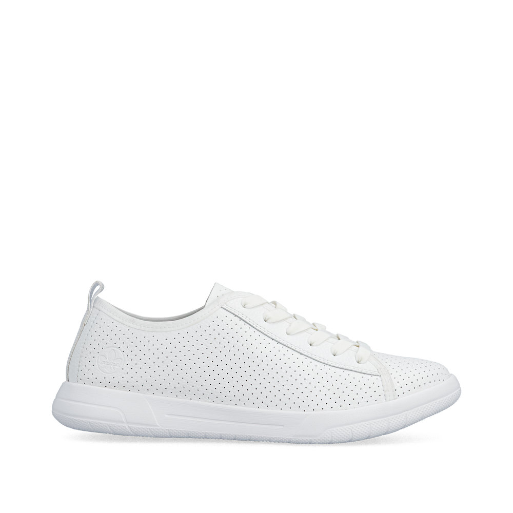 detail RIEKER 45602-80 bílé dámské kožené letní tenisky které dýchají, antistress