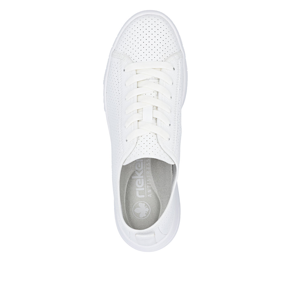 detail RIEKER 45602-80 bílé dámské kožené letní tenisky které dýchají, antistress
