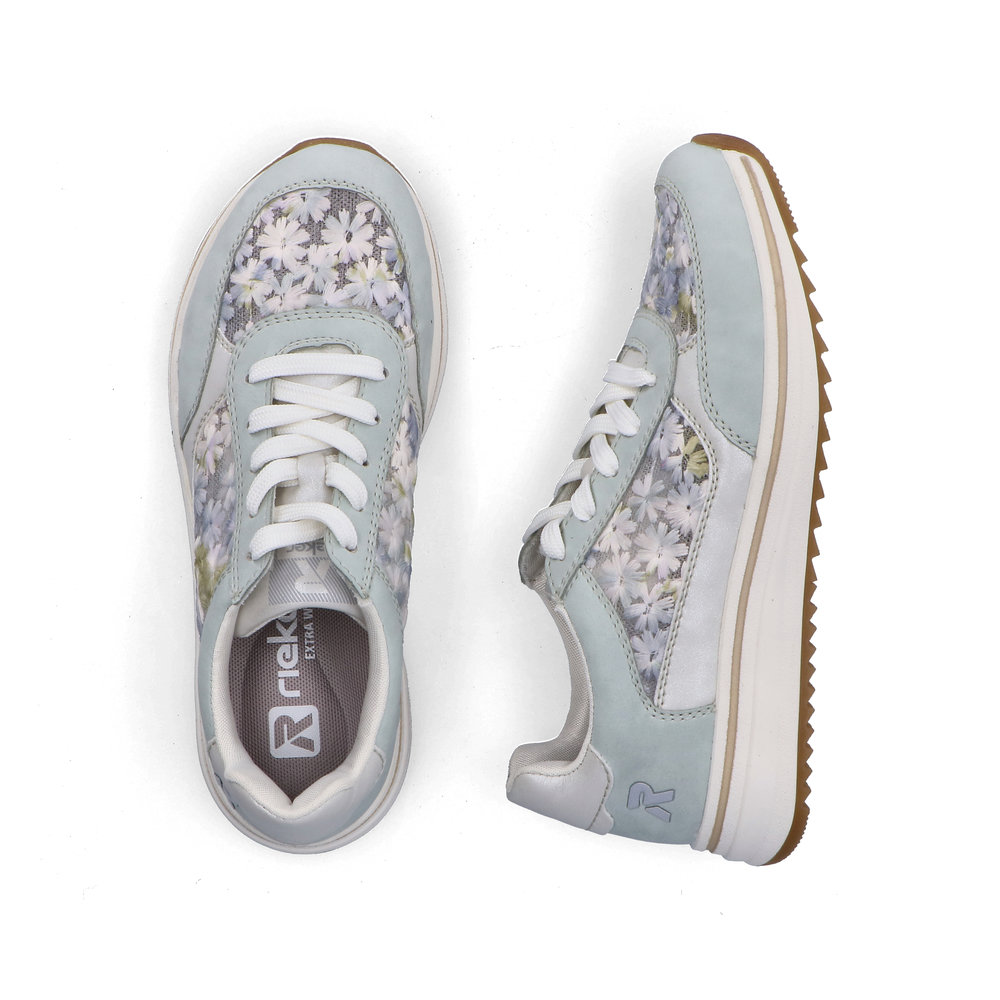 detail RIEKER L5812-91 modré dámské kožené tenisky s krásným vzorem, antistress