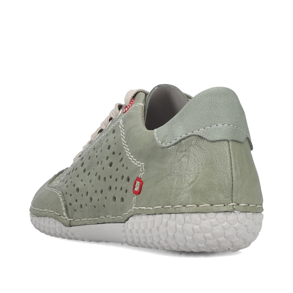 detail RIEKER 43651-52 zelené dámské letní kožené vzdušné tenisky, antistress