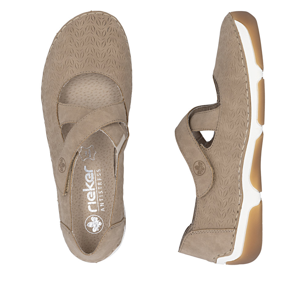 detail RIEKER 55958-20 béžové dámské baleríny vhodné do teplých letních dnů, antistress