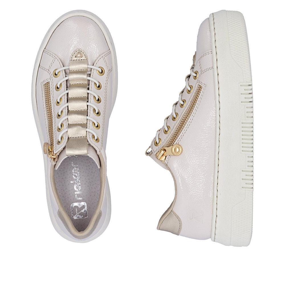 detail RIEKER M1953-80 béžové dámské antistress tenisky, moderní vzhled do města