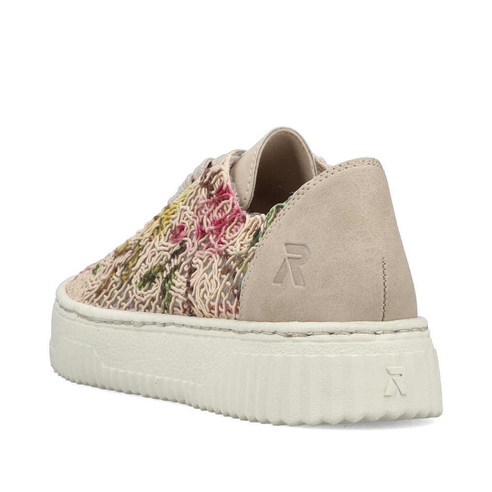 detail RIEKER N9919-91 dámské béžové módní tenisky se vzorem, prodyšný materiál