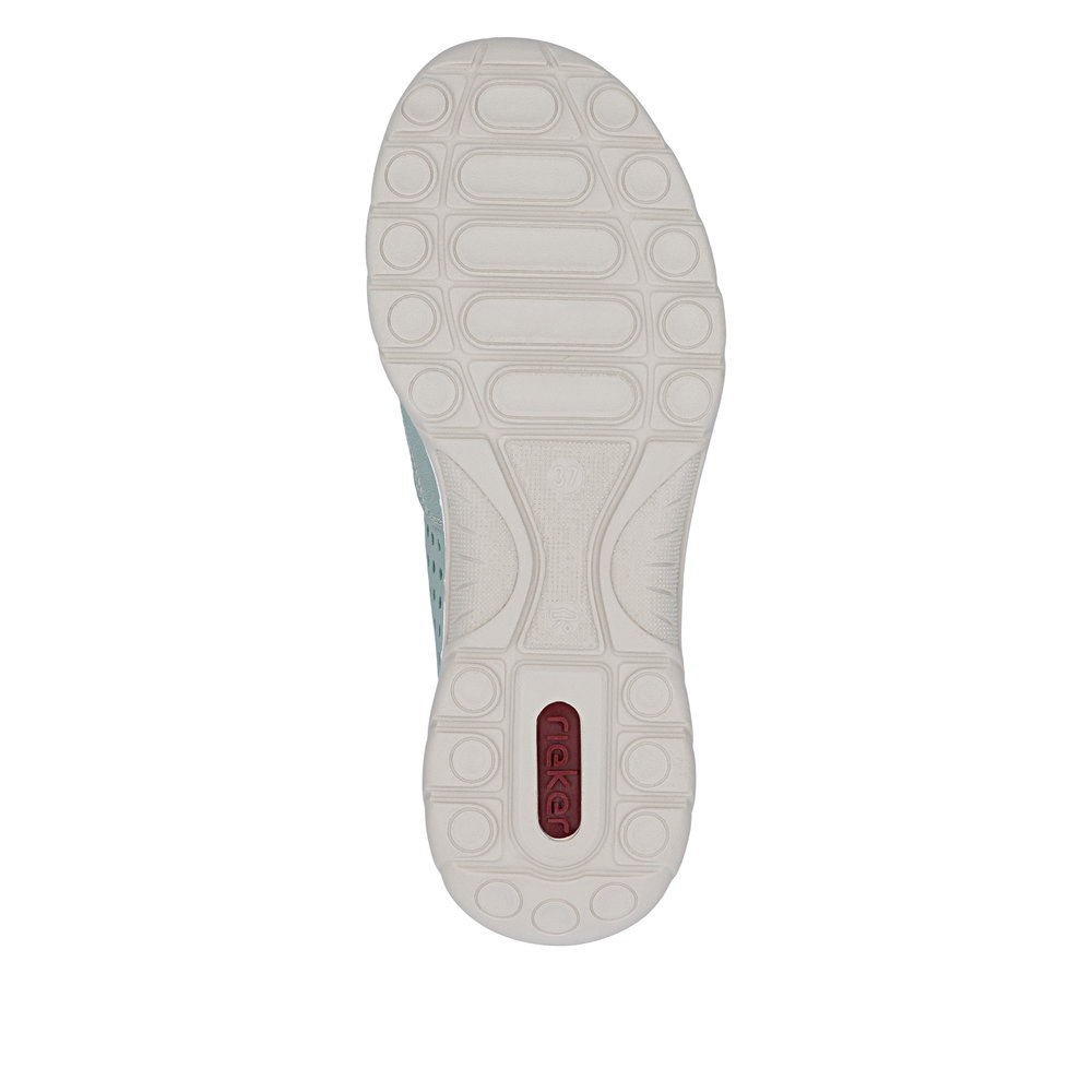 detail RIEKER L32F4-52 zelené dámské kožené letní mokasíny, antistress podrážka