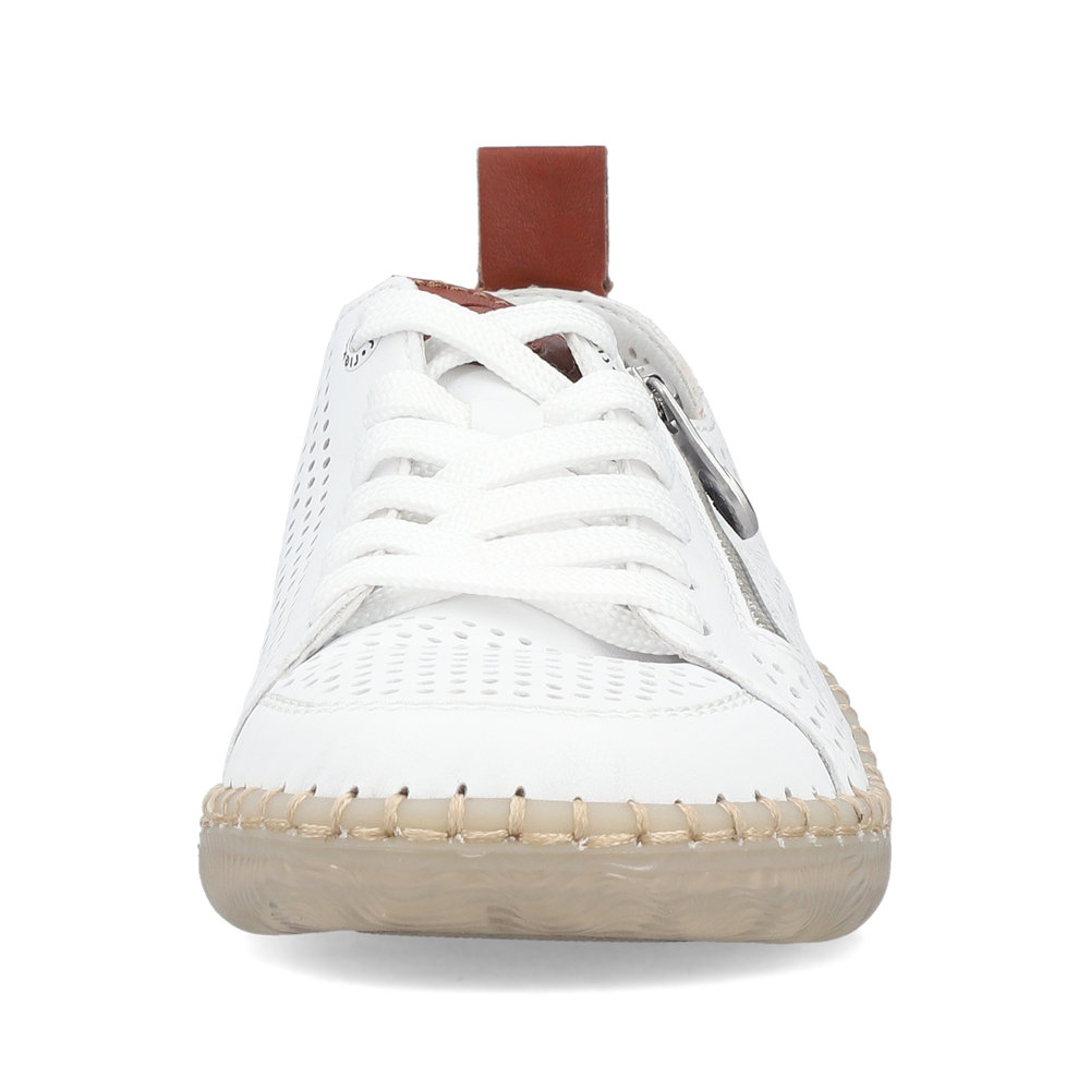 detail RIEKER N2405-80 bílé dámské kožené tenisky, prodyšné, antistress podrážka