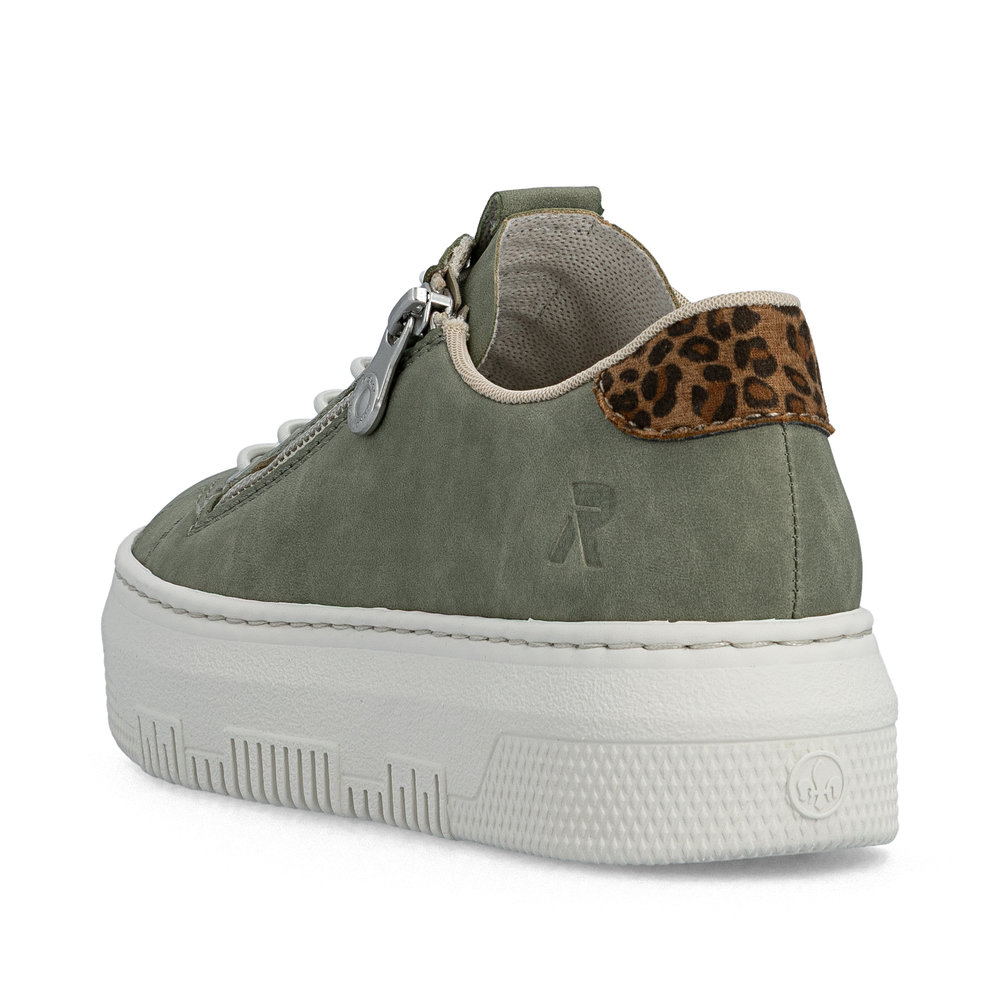 detail RIEKER M1952-52 zelené dámské antistress tenisky, moderní vzhled do města