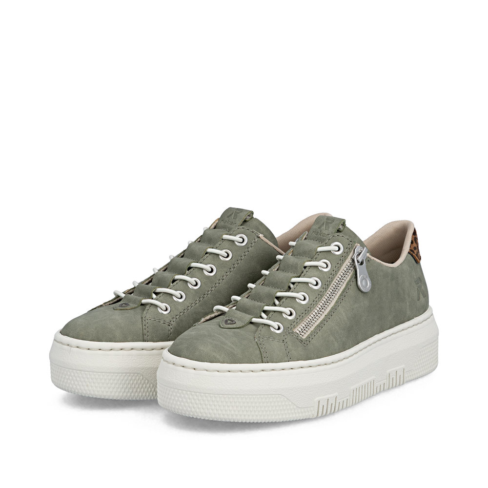 detail RIEKER M1952-52 zelené dámské antistress tenisky, moderní vzhled do města