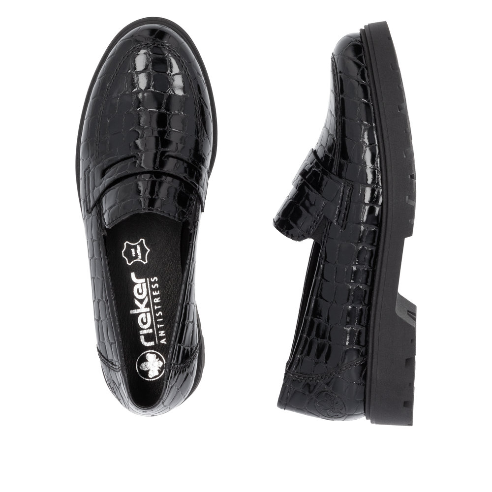 detail RIEKER 45560-03 Black Women's Shiny Modern Loafers