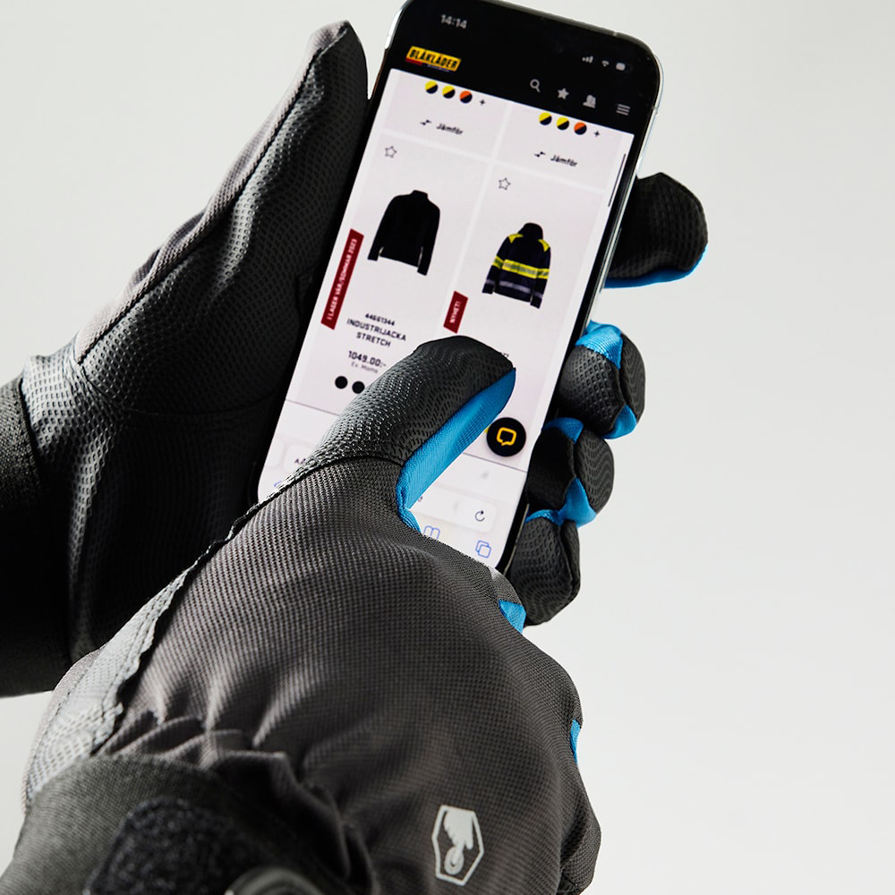 detail BLAKLADER Sweden černé pánské pracovní profi rukavice s dotykovou funkcí