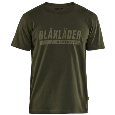 BLAKLADER Sweden Logo Olive Men's T-Shirt, 100% Cotton, Comfortable & Breathable