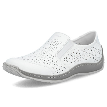 RIEKER L1756-80 bílá dámská polobotka, přírodní kůže, antistress podrážka