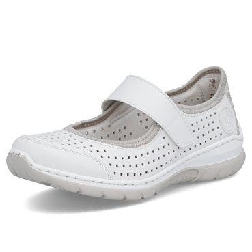 RIEKER L32B5-82 bílé dámské letní polobotky které krásně dýchají, antistress