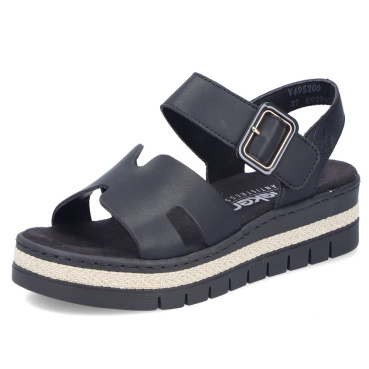 RIEKER V4952-00 černý dámský sandál, moderní vzhled, antistress podrážka