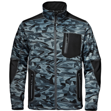 SIR Fighter camo šedá pánská premium softshell pletená bunda