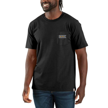 CARHARTT Pocket black men’s cotton T shirt, loose modern fit, iconic brand