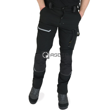 SIR Palladium Cargo černé pánské pružné lehké pracovní kalhoty, extra výdrž