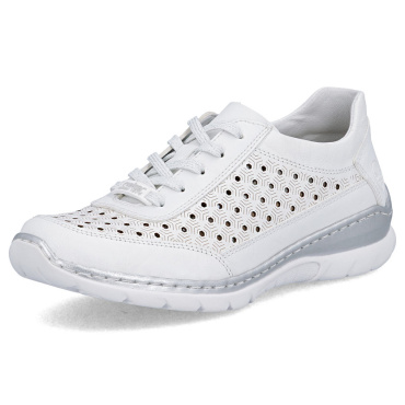 RIEKER L3217-80 bílé dámské kožené tenisky vzdušné, antistress podrážka