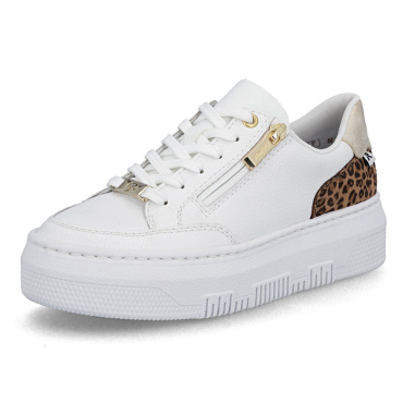 RIEKER M1900-80 white women’s leather sneakers, modern and comfortable, antistre