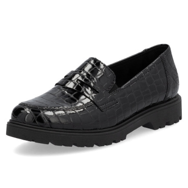 RIEKER 45560-03 Black Women's Shiny Modern Loafers