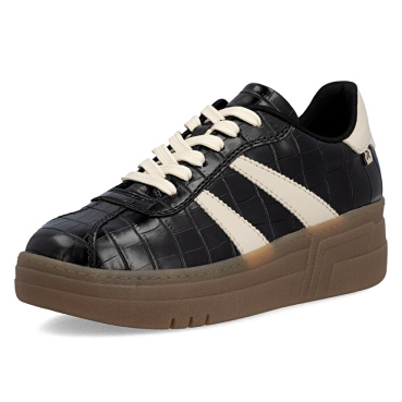 RIEKER M7601-00 black women's sneakers with a 3 cm platform, modern and comforta