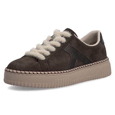 RIEKER N9920-25 brown women's leather sneakers, comfortable Anti-Stress sole