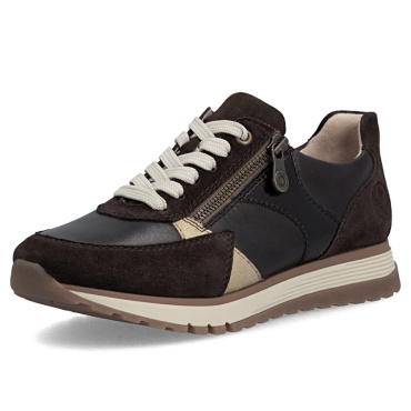 RIEKER 49010-26 Brown Women's Leather Sneakers, Comfortable and Modern