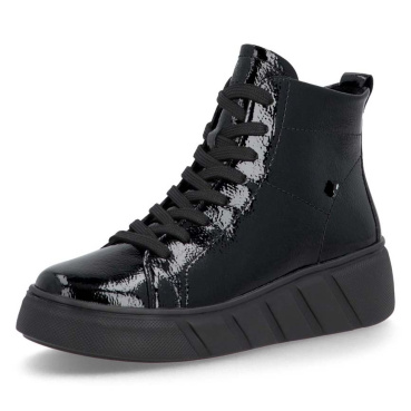 RIEKER W2661-01 black women's leather ankle boots, modern and comfortable