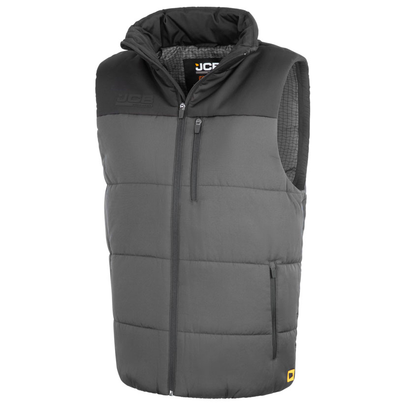 detail JCB Gilet grey men’s insulated vest, Ripstop finish for enhanced durability