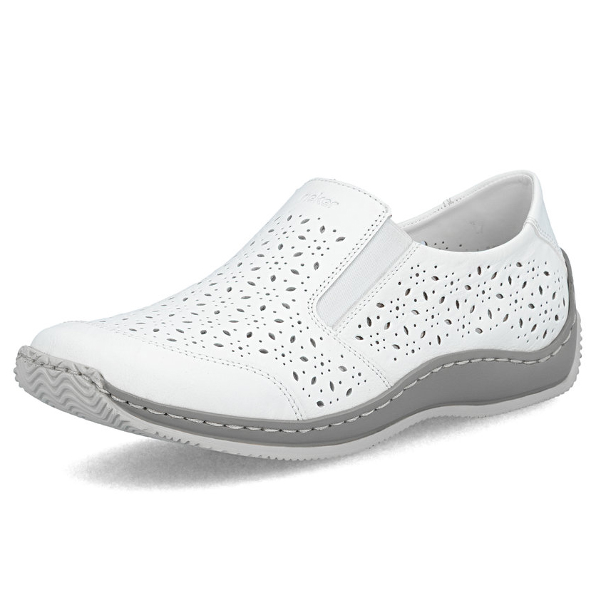 detail RIEKER L1756-80 bílá dámská polobotka, přírodní kůže, antistress podrážka