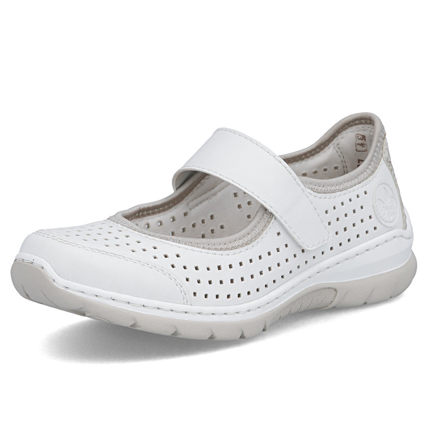 detail RIEKER L32B5-82 bílé dámské letní polobotky které krásně dýchají, antistress