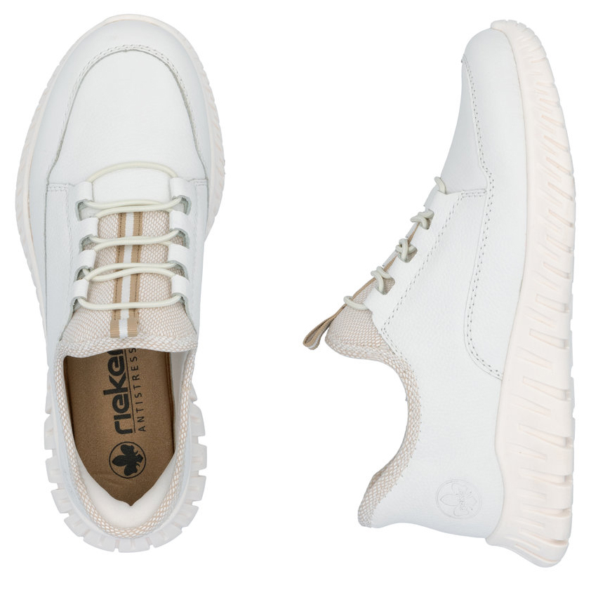 detail RIEKER M5357-80 bílé dámské kožené tenisky