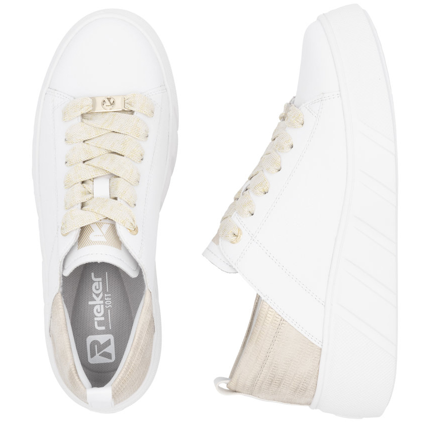 detail RIEKER W2602-81 bílé dámské kožené tenisky