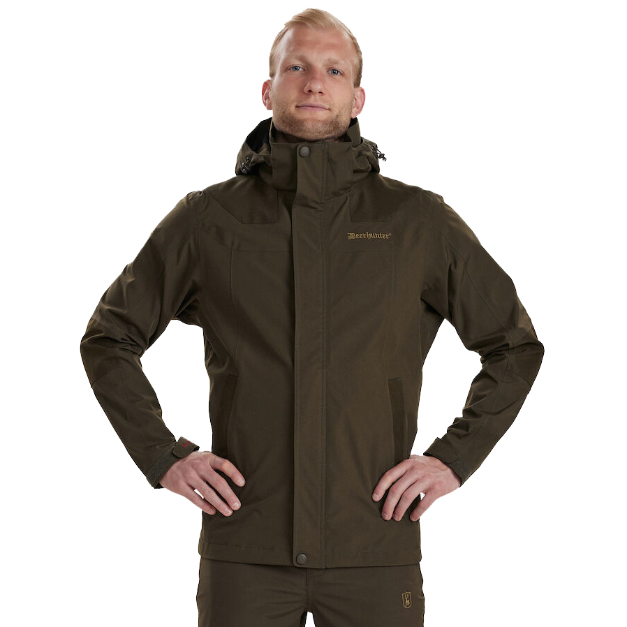 detail Deerhunter Denmark Track Rain olivová pánská outdoor nepromokavá bunda Deer-Tex®