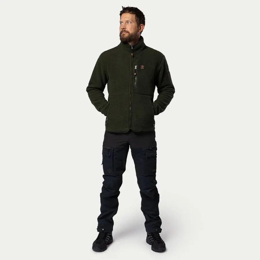 detail Beyond Nordic Sweden Teddy olivová pánská hřejivá bunda